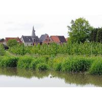 9900_4314 Obstanbaugebiet bei Estebrügge - Wohnhäuser und Kirchturm. | Stadtteil Hamburg Cranz - Bezirk Hamburg Harburg - Lauf der Este im Alten Land